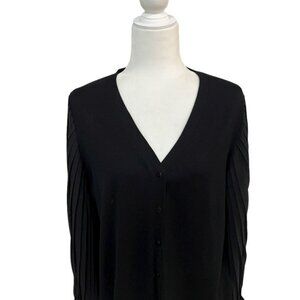 Adrianna Pappell Black V Neck Accordion Sleeve Top Size XL